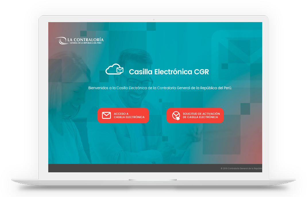 imagen de una laptop con la página web de la Casilla Electrónica CGR abierta